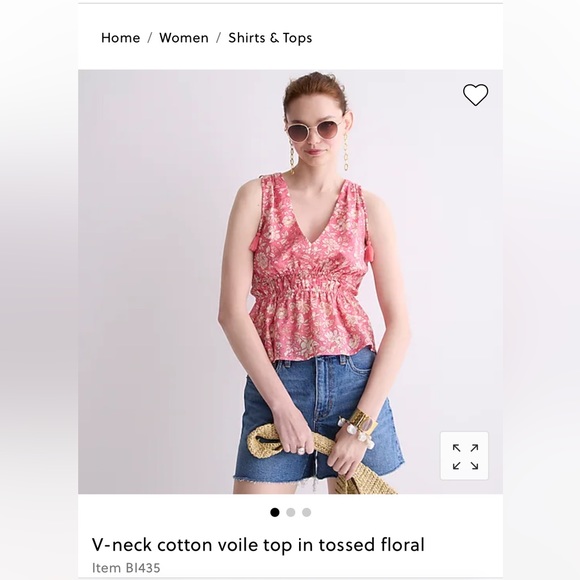 J.Crew V-neck cotton voile top in tossed floral - Picture 4 of 5
